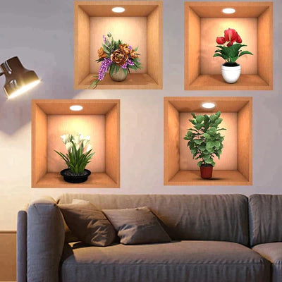 Removable 3D Wall Decor Stickers (Set of 4)